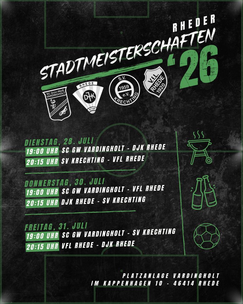 Spielplan Rheder Fußballstadtmeisterschaften 2026