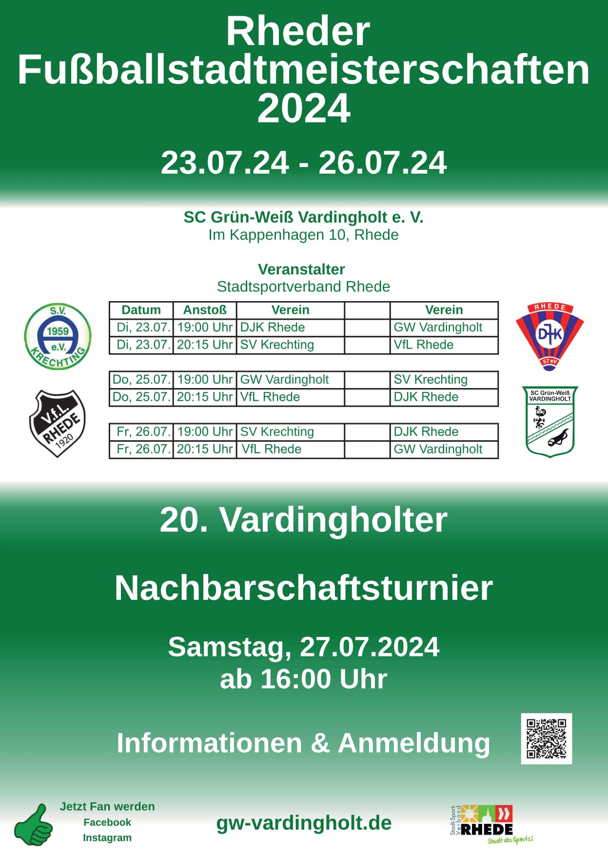Plakat Rheder Fußballstadtmeisterschaften und Nachbarschaftsturnier 2024