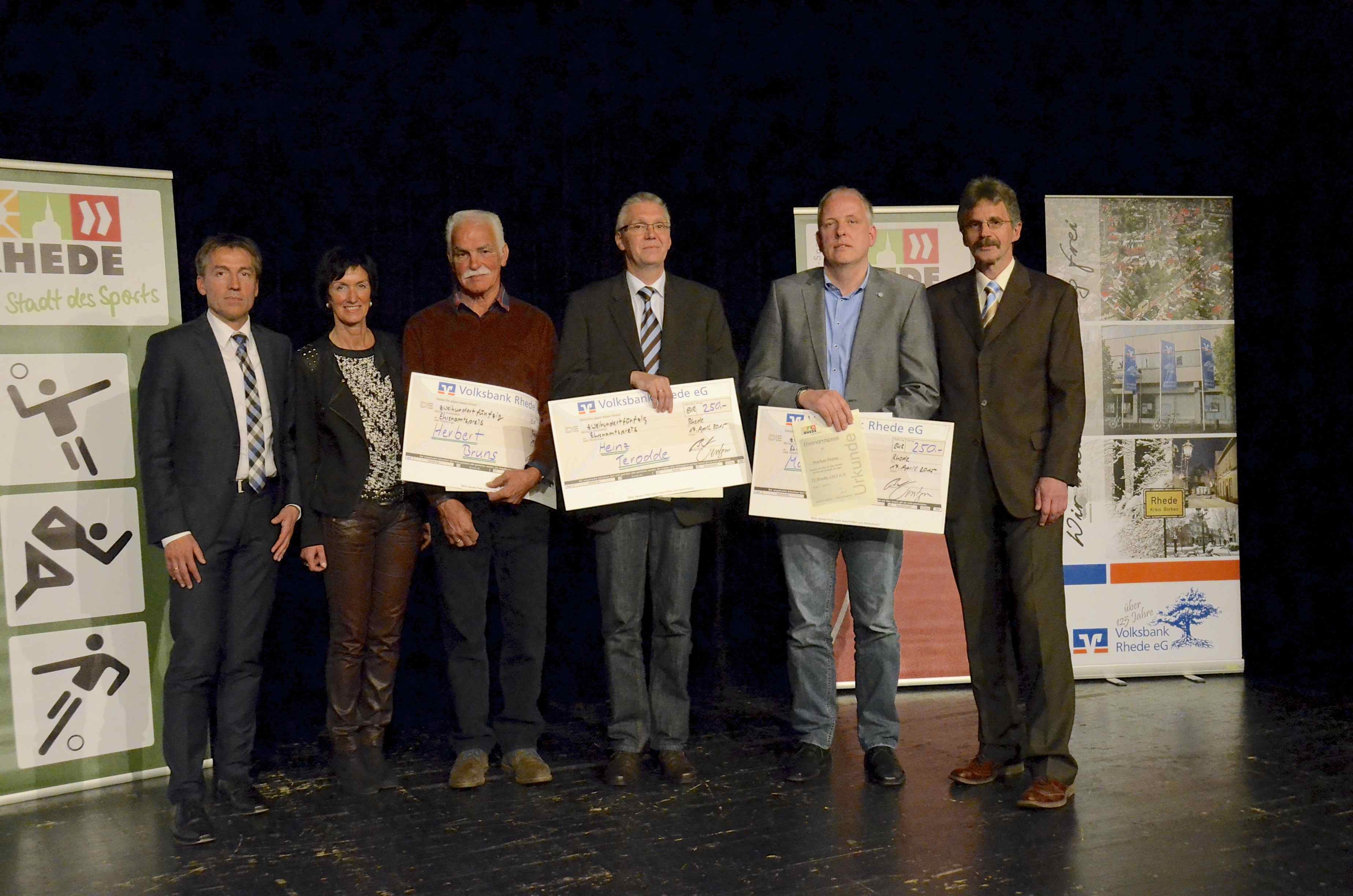 Verleihung des „Rheder Ehrenamtspreis Sport 2015“ an Herbert Bruns, Heinz Terodde und Markus Heine