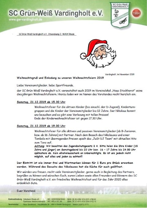 Weihnachtsfeier Einladung 2019